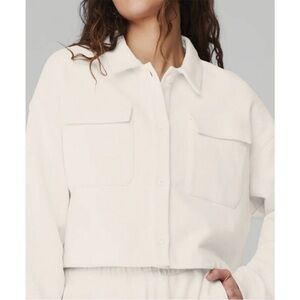 Alo Yoga Renown Cropped Button Up Pullover - Ivory / Fits like  XS/ S
